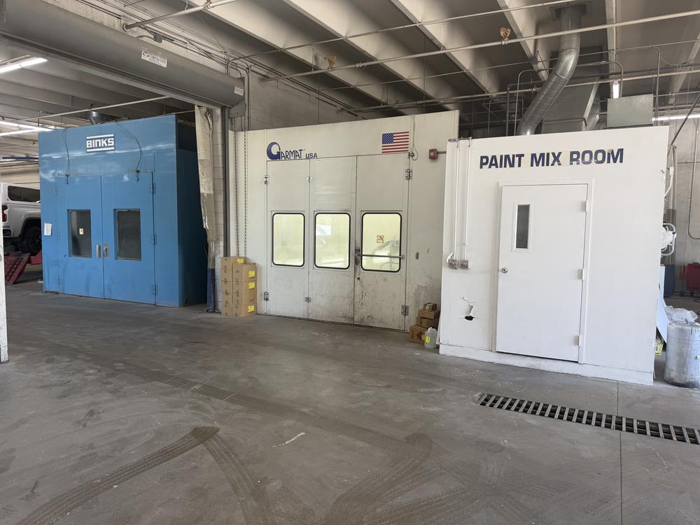 On-site paint booths and paint mixing room